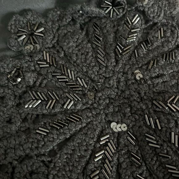 Anteprima Macrame & Beads Long Sleeve Knit Top in Black - Size Small - Picture 4 of 10